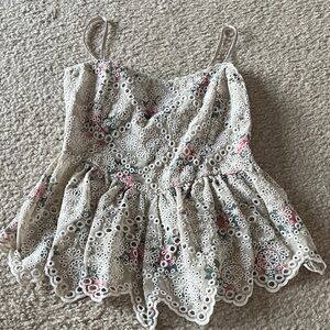 Pink Lily Floral Lace Blouse - Cream and Pink